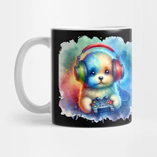 Adorable Gamer Puppy Watercolor Mug